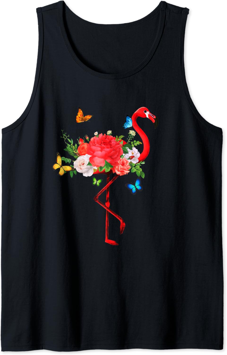 Womens Flamingo Flowers Butterflies Summer Flamingos Tank